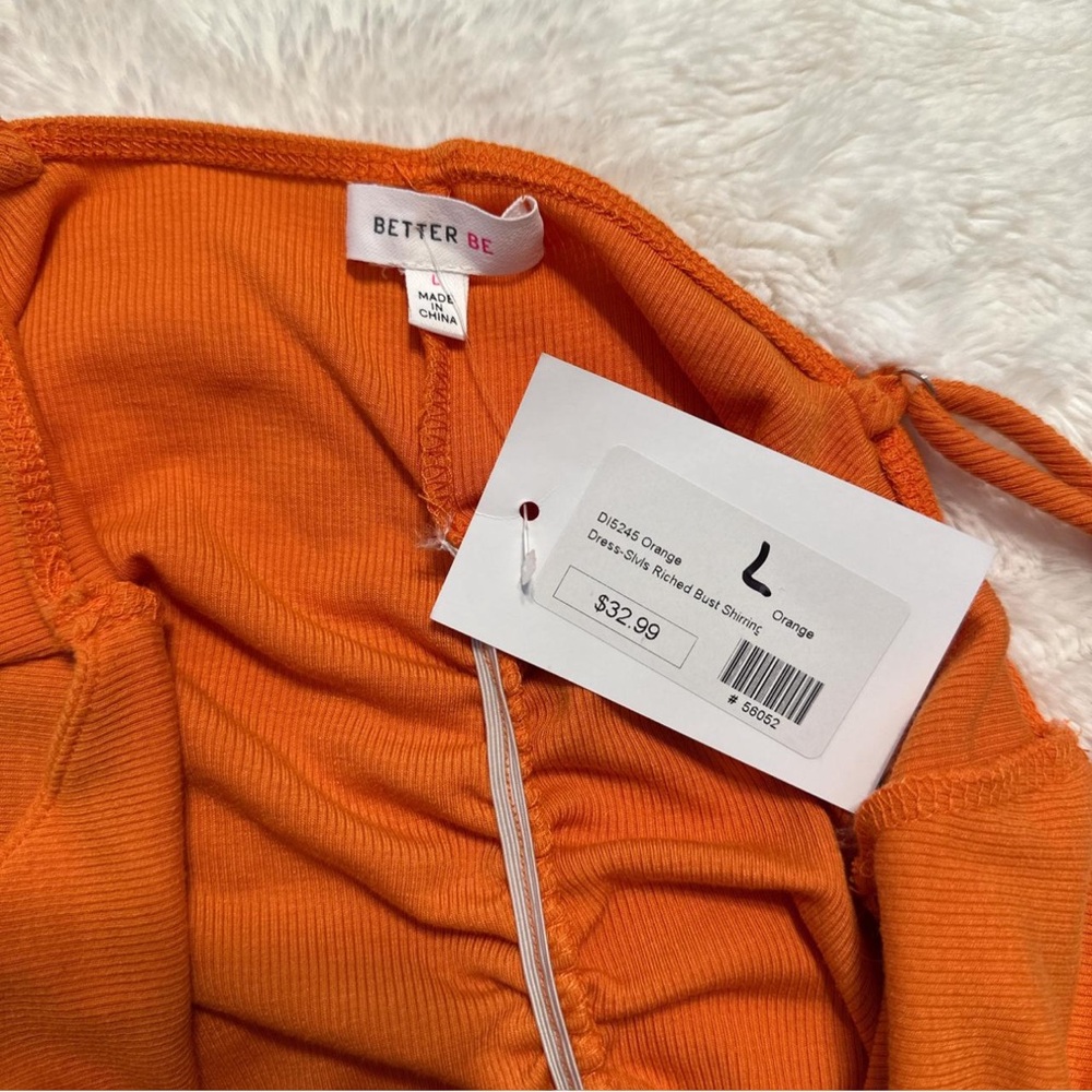 Orange Ruched Mini Bodycon Dress - Picture 6 of 6